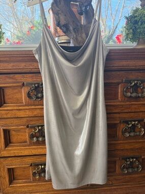 Forever 21 Shimmery Silver Cowl Neck Mini Dress